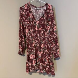 Aerie Floral Long Sleeve Dress Medium
